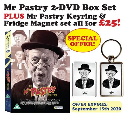 SPECIAL OFFER!  Mr Pastry 2-DVD Box Set PLUS Mr Pastry Keyring & Fridge Magnet set all for £25!