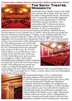 Information On The Savoy Theatre, Monmouth.
