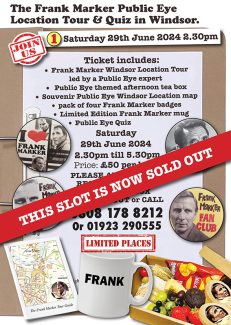The Frank Marker Public Eye Location Tour & Quiz in Windsor Saturday 29th June 2024 4.30pm (NOW SOLD OUT)