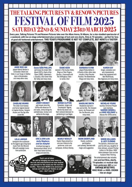 The Talking Pictures TV & Renown Pictures Festival of Film at The Alban Arena, Guest Information