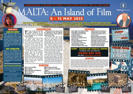 Malta: An Island of Film 8 - 15 MAY 2025 A Talking Pictures TV Exclusive holiday for all film fans!