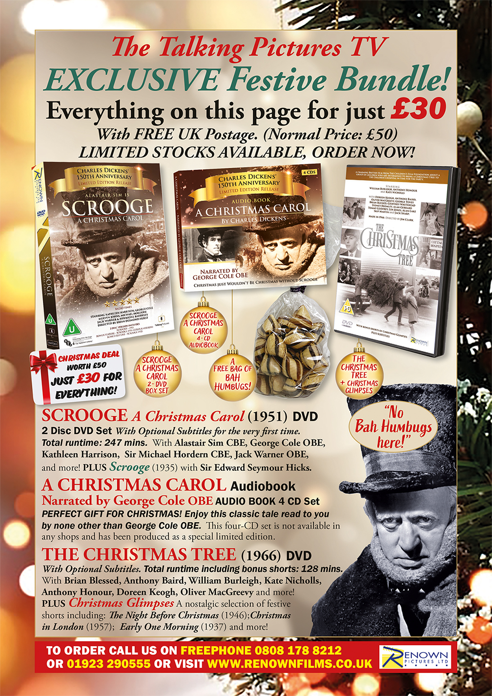 The Talking Pictures TV  EXCLUSIVE Festive Bundle! Two DVD Box Sets, an Audio Book and a pack of Humbugs!