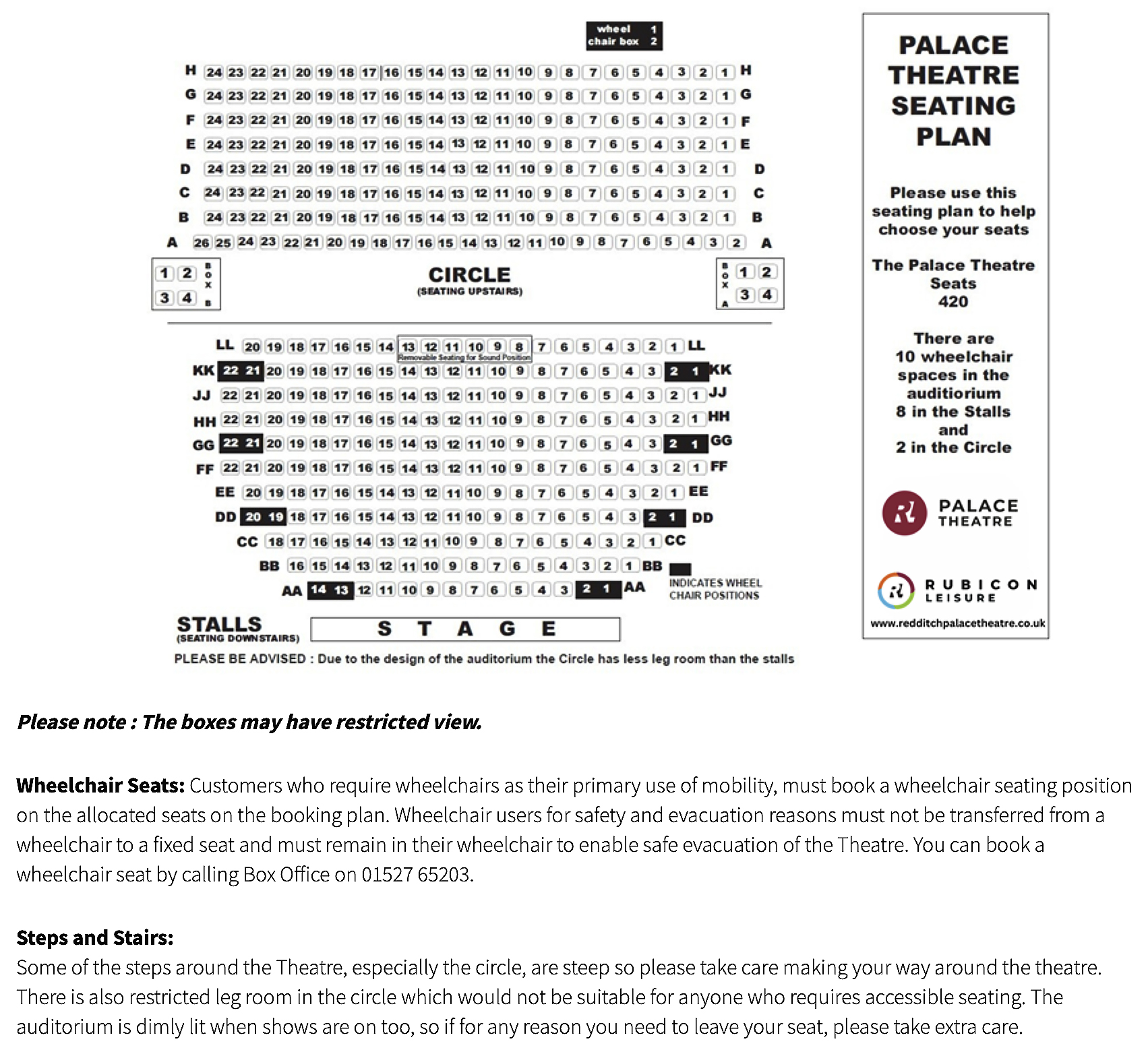 Festival of Film and TV in Redditch Sunday 13th September 2026 Seating Plan